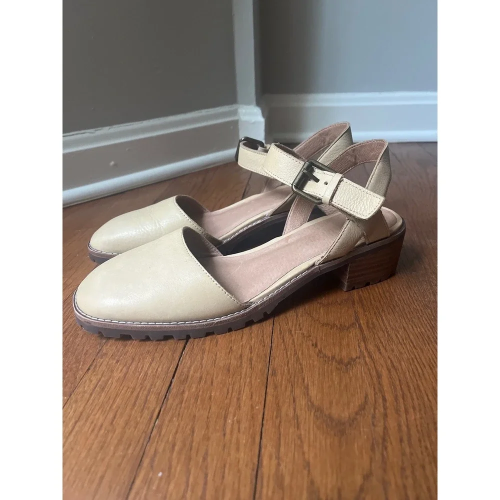 Madewell The‎ Claudie Mary Jane Sandal 8.5 Lug Sole Beige Leather